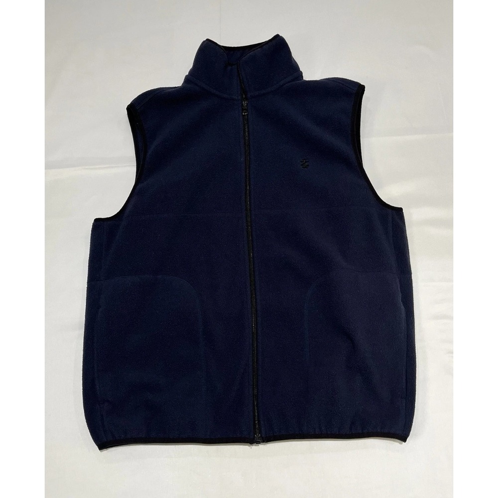 IZOD Fleece Vest Mens Medium Blue Preppy Full Zip Layering